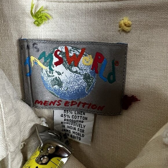 JAMS WORLD Button Down Shirt Embroidered Colorful Polka Dot Men's Medium - Picture 5 of 9